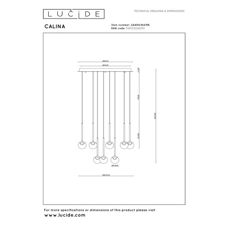 Lucide CALINA - Suspension - Ø 69,9 cm - LED Dim. - CCT - 12x7W 2200K/3300K - Avec module LED remplaçable - Café - Premium