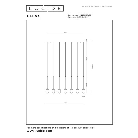 Lucide CALINA - Suspension - LED Dim. - CCT - 12x7W 2200K/3300K - Avec module LED remplaçable - Noir - Premium