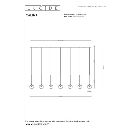 Lucide CALINA - Suspension - LED Dim. - CCT - 12x7W 2200K/3300K - Avec module LED remplaçable - Café - Premium