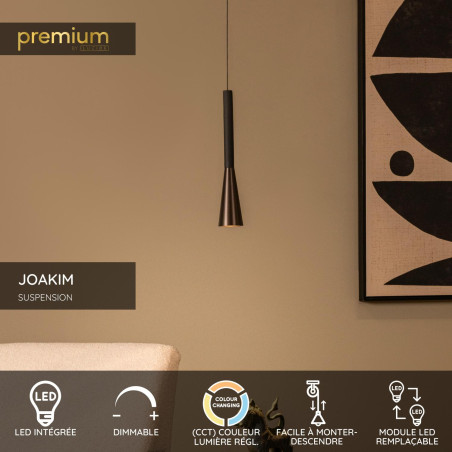 Lucide JOAKIM - Suspension - Ø 7,7 cm - LED Dim. - CCT - 1x7W 2700K/4000K - Avec module LED remplaçable - Café - Premium
