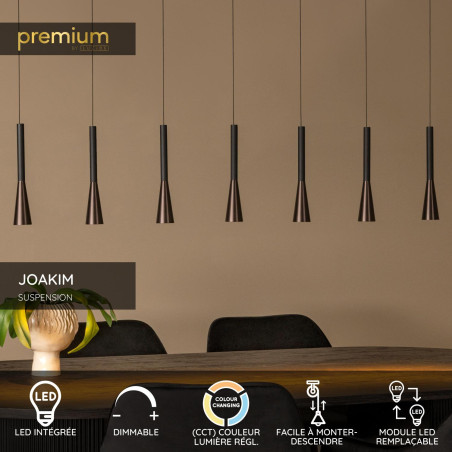 Lucide JOAKIM - Suspension - LED Dim. - CCT - 7x6,2W 2700K/4000K - Avec module LED remplaçable - Café - Premium