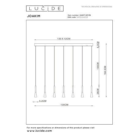 Lucide JOAKIM - Suspension - LED Dim. - CCT - 7x6,2W 2700K/4000K - Avec module LED remplaçable - Café - Premium