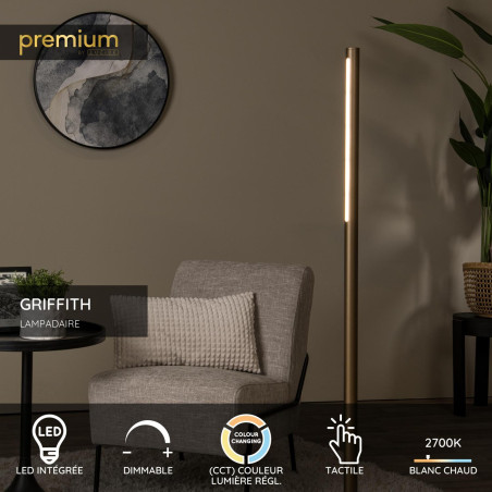 Lucide GRIFFITH - Lampadaire - Ø 21 cm - LED Dim. - CCT - 1x18W 2700K/4000K - Bronze - Premium