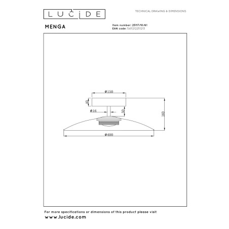 Lucide MENGA - Plafonnier - Ø 40 cm - LED Dim. - 1x11W 2700K - Opalin - Premium