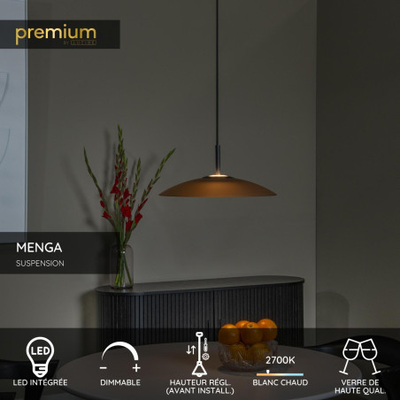Lucide MENGA - Suspension - Ø 40 cm - LED Dim. - 1x11W 2700K - Ambre - Premium