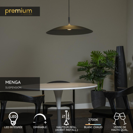 Lucide MENGA - Suspension - Ø 60 cm - LED Dim. - 1x18,6W 2700K - Fumé - Premium