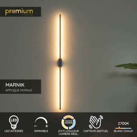 Lucide MARNIK - Applique murale - LED Dim. - CCT - 1x18W 2700K/4000K - Détecteur à balayage manuel - Noir - Premium