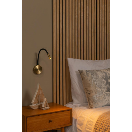 Lucide ASJA - Spot mural / Applique mural Rechargeable - Batterie/Piles - LED 3 StepDim - 1x3W 2700K - Or Mat / Laiton - Premium