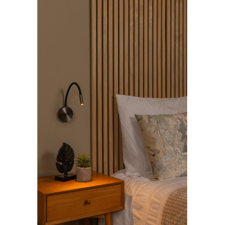 Lucide ASJA - Spot mural / Applique mural Rechargeable - Batterie/Piles - LED 3 StepDim - 1x3W 2700K - Fer gris - Premium