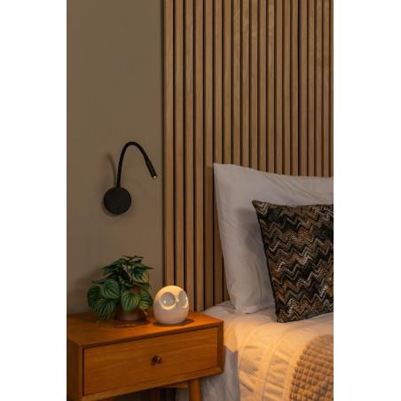 Lucide ASJA - Spot mural / Applique mural Rechargeable - Batterie/Piles - LED 3 StepDim - 1x3W 2700K - Noir - Premium