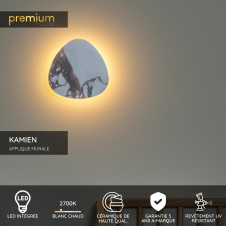 Lucide KAMIEN - Applique murale - LED - 1x6W 2700K - Blanc - Premium