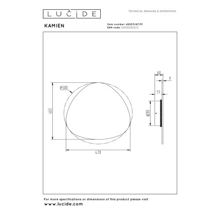 Lucide KAMIEN - Applique murale - LED Dim. - CCT - 1x12W 2200K/3000K - Blanc - Premium