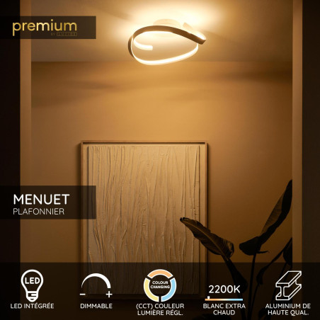 Lucide MENUET - Plafonnier - Ø 60 cm - LED Dim. - CCT - 1x46W 2200K/3000K - Taupe - Premium