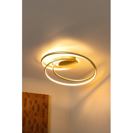Lucide SARDANA - Plafonnier - LED Dim. - 1x54W 2700K - Or Mat / Laiton - Premium