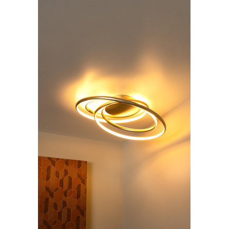 Lucide SARDANA - Plafonnier - LED Dim. - 1x54W 2700K - Or Mat / Laiton - Premium