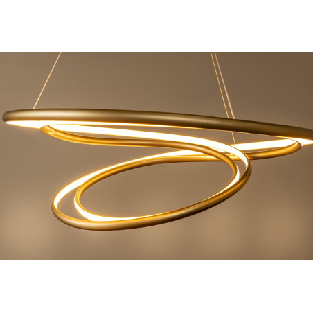 Lucide SARDANA - Suspension - Ø 80 cm - LED Dim. - 1x74W 2700K - Or Mat / Laiton - Premium