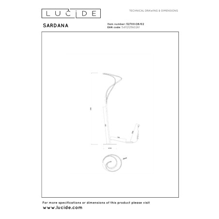 Lucide SARDANA - Lampadaire - Ø 44 cm - LED Dim. - 1x28W 2700K - Or Mat / Laiton - Premium