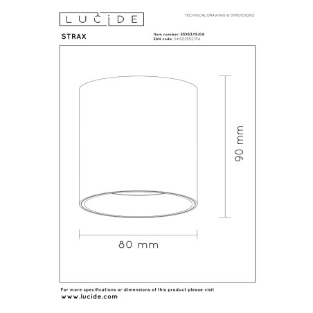 Lucide STRAXX - Spot plafond - Ø 8 cm - LED Dim. - CCT - 1x15W 2700K/4000K - Canon Fusil Mat - Premium