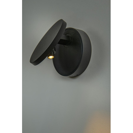 Lucide UFOR - Applique murale - Ø 12 cm - LED Dim to warm - 1800K/3000K - Noir - Premium
