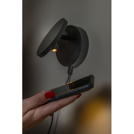 Lucide UFOR - Applique murale - Ø 12 cm - LED Dim to warm - 1800K/3000K - Noir - Premium