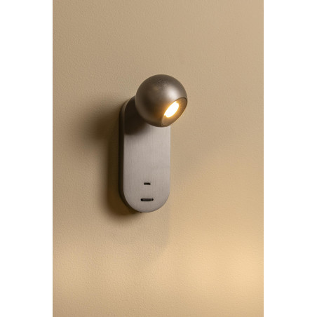 Lucide MONTANA - Applique murale - LED - CCT - 1x6W 2700K/4000K - Point de rechargement USB - Fer gris - Premium