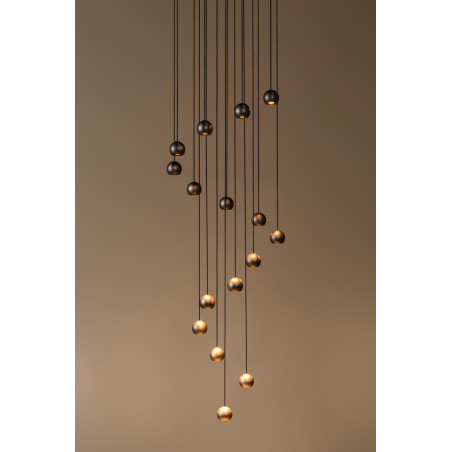 Lucide MONTANA - Suspension - LED Dim. - CCT - 16x5,7W 2700K/4000K - Convient aux mezzanines et plafonds hauts - Café - Premium