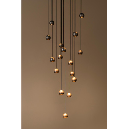 Lucide MONTANA - Suspension - LED Dim. - CCT - 16x5,7W 2700K/4000K - Convient aux mezzanines et plafonds hauts - Café - Premium