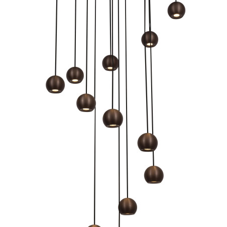 Lucide MONTANA - Suspension - LED Dim. - CCT - 16x5,7W 2700K/4000K - Convient aux mezzanines et plafonds hauts - Café - Premium