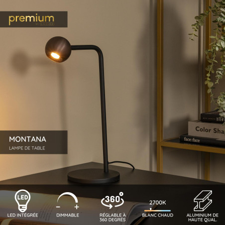 Lucide MONTANA - Lampe de table - LED Dim. - 1x5W 2700K - Café - Premium