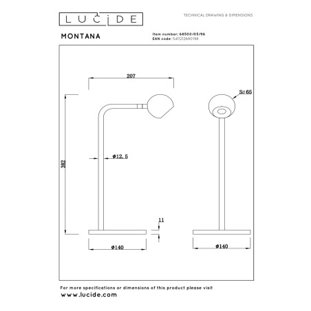 Lucide MONTANA - Lampe de table - LED Dim. - 1x5W 2700K - Café - Premium