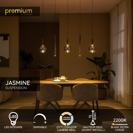 Lucide JASMINE - Suspension - LED Dim. - CCT - 5x4W 2200K/3300K - Cuivre - Premium