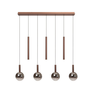 Lucide JASMINE - Suspension - LED Dim. - CCT - 7x4W 2200K/3300K - Convient aux mezzanines et plafonds hauts - Cuivre - Premium