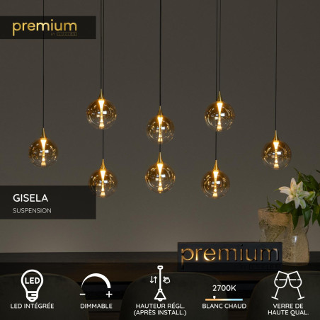 Lucide GISELA - Suspension - LED Dim. - 8x3,9W 2700K - Ambre - Premium