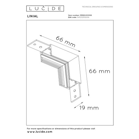 Lucide Premium LINIAL Rail apparent -Angle Vertical- Système de rail monophasé / Éclairage sur rail - Smart - 48V Track - Canon