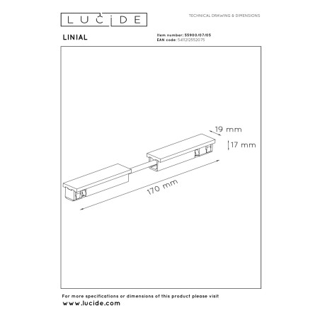 Lucide Premium LINIAL connecteur souple - Système de rail monophasé / Éclairage sur rail - Smart - 48V Track - Champagne