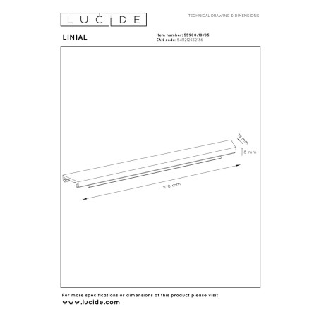 Lucide Premium LINIAL Cache/couvercle - Système de rail monophasé / Éclairage sur rail - Smart - 48V Track - 10cm - Champagne