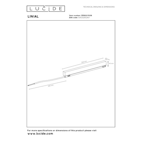 Lucide Premium LINIAL Driver 200W - Système de rail monophasé / Éclairage sur rail - Smart - 48V Track - Canon fusil Mat