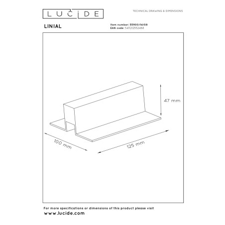 Lucide Premium LINIAL Boîte de raccordement avec deux ailettes & Bloc de bornes - Smart - 48V Track - Canon fusil Mat