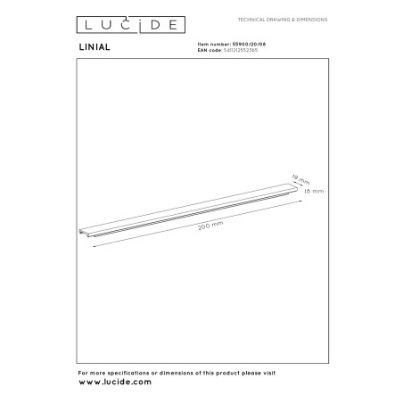 Lucide Premium LINIAL Cache/couvercle - Smart - 48V Track - 20cm - Canon Fusil Mat