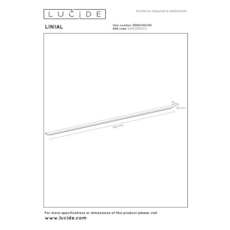 Lucide Premium LINIAL Cache/couvercle - Système de rail monophasé / Éclairage sur rail - Smart - 48V Track - 50cm - Champagne