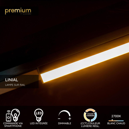 Lucide Premium LINIAL GLYX Spot sur rail - Smart - 48V Track - 1xLED - Champagne