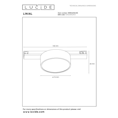 Lucide Premium LINIAL FIXT Spot sur rail - Smart - 48V Track - 1xLED - Canon Fusil Mat