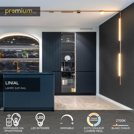 Lucide Premium LINIAL XAVI Spot sur rail  - Smart - 48V Track - LED - Champagne