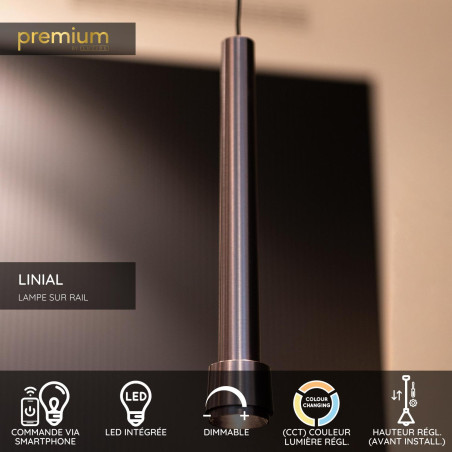 Lucide Premium LINIAL TUBIZ Suspension - Smart - 48V Track - 1xLED - Canon Fusil Mat
