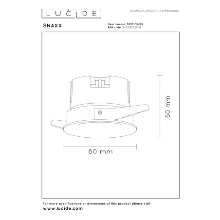 Lucide SNAXX - Spot encastrable - Ø 8 cm - LED Dim. - CCT - 1x12W 2700K/4000K - Champagne Couleur - Premium