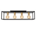 Lucide RUBEN - Plafonnier - 4xE27 - Noir - L 90 x P 20 x H 22,5 cm
