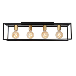 Lucide RUBEN - Plafonnier - 4xE27 - Noir - L 90 x P 20 x H 22,5 cm