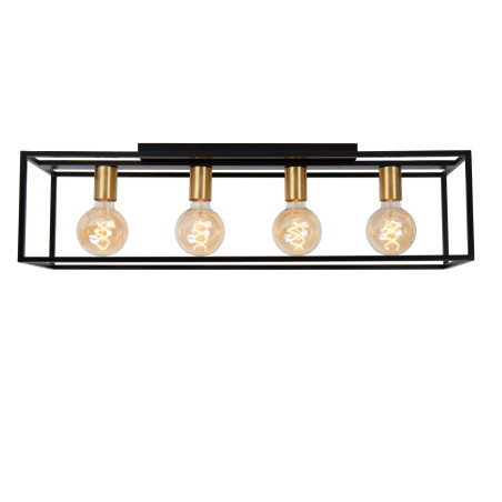Lucide RUBEN - Plafonnier - 4xE27 - Noir - L 90 x P 20 x H 22,5 cm