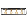 Lucide RUBEN - Plafonnier - 4xE27 - Noir - L 90 x P 20 x H 22,5 cm