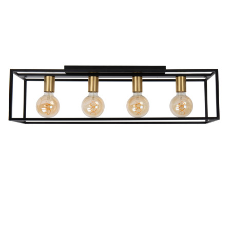 Lucide RUBEN - Plafonnier - 4xE27 - Noir - L 90 x P 20 x H 22,5 cm